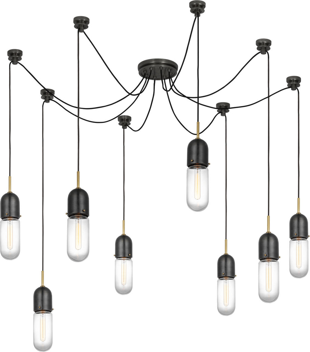 Junio 8-Light Chandelier | Bronze and Brass | Clear Glass