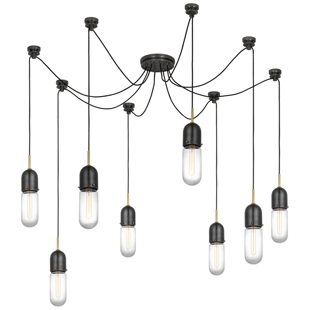 Junio 8-Light Chandelier | Bronze and Brass | Clear Glass