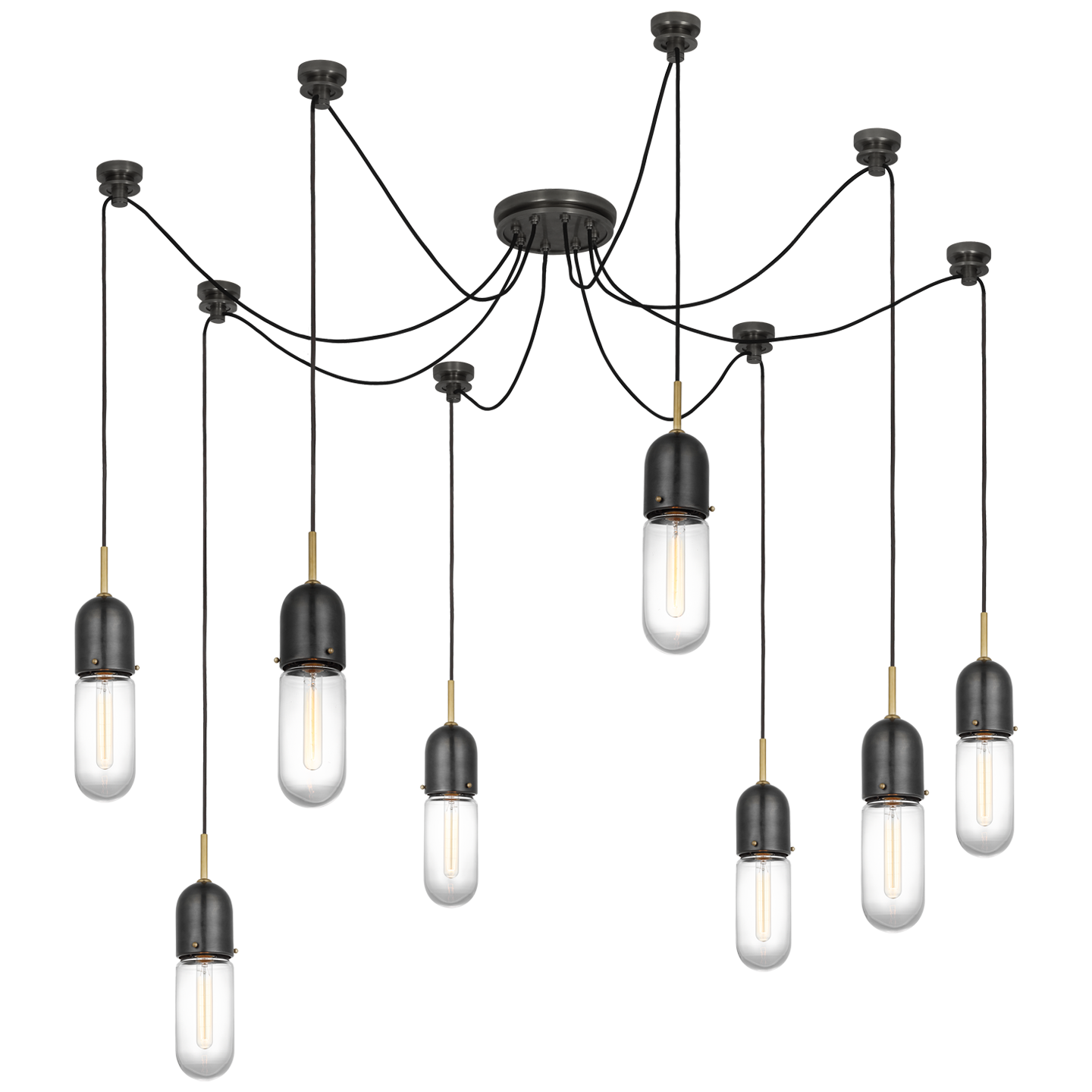 Junio 8-Light Chandelier | Bronze and Brass | Clear Glass