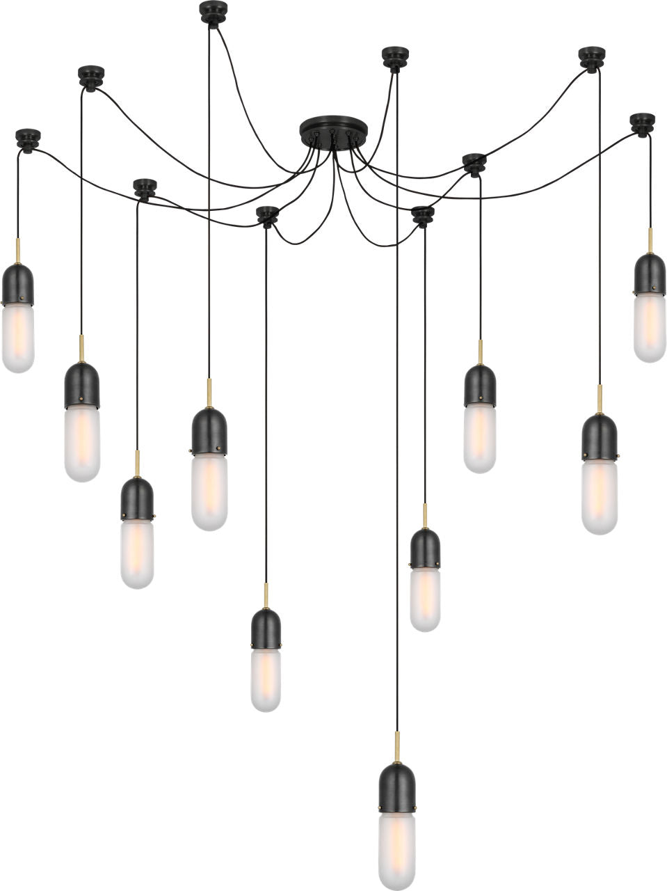 Junio 10-Light Chandelier | Bronze and Brass | Frosted Glass