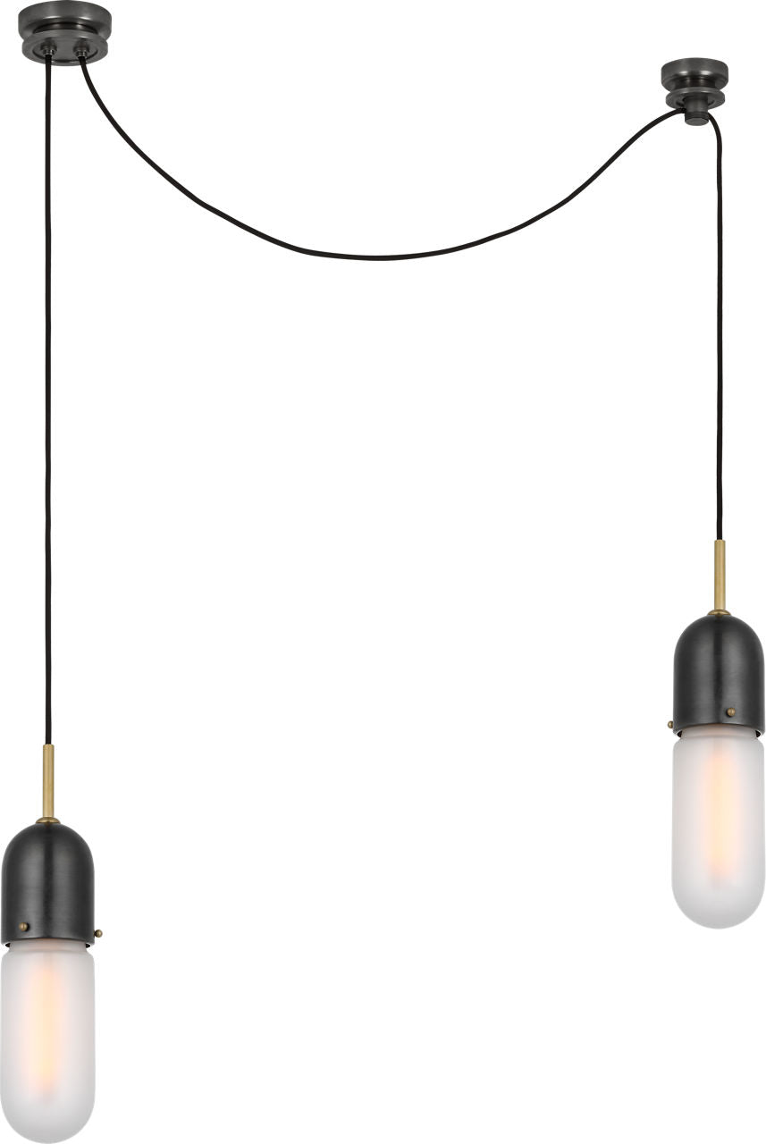 Junio 2-Light Chandelier | Bronze and Brass | Frosted Glass