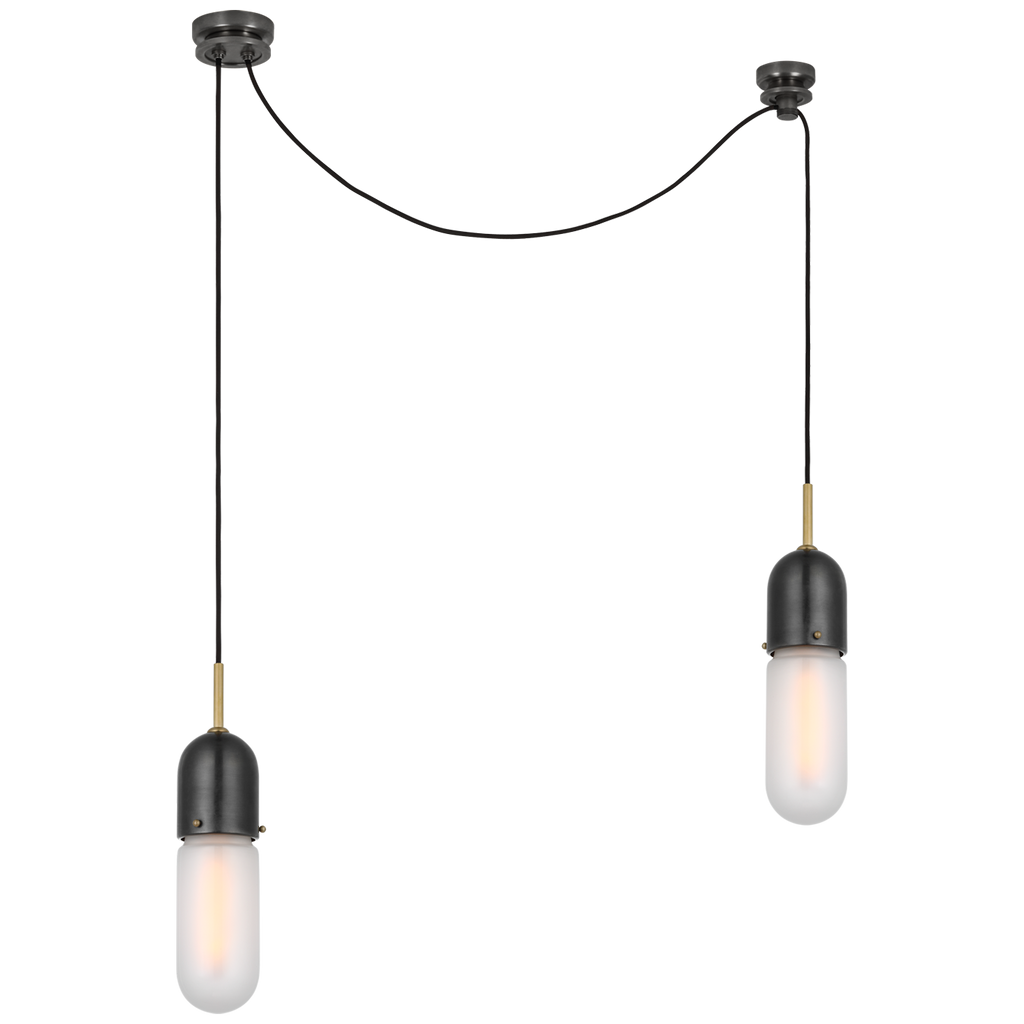 Junio 2-Light Chandelier | Bronze and Brass | Frosted Glass