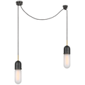 Junio 2-Light Chandelier | Bronze and Brass | Frosted Glass