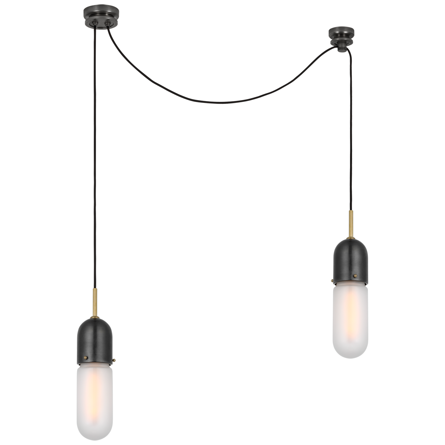 Junio 2-Light Chandelier | Bronze and Brass | Frosted Glass