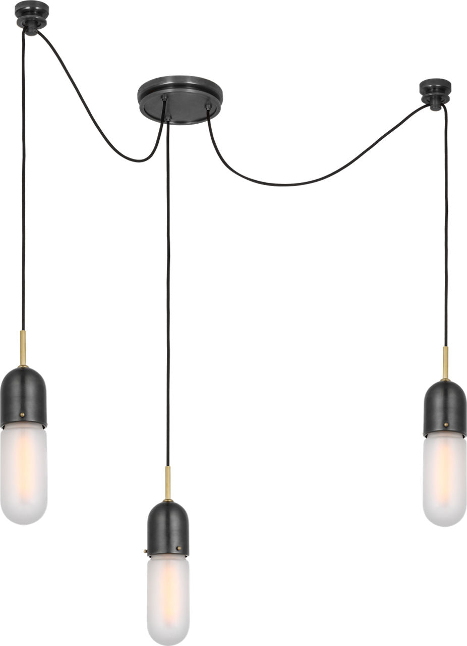 Junio 3-Light Chandelier | Bronze and Brass | Frosted Glass