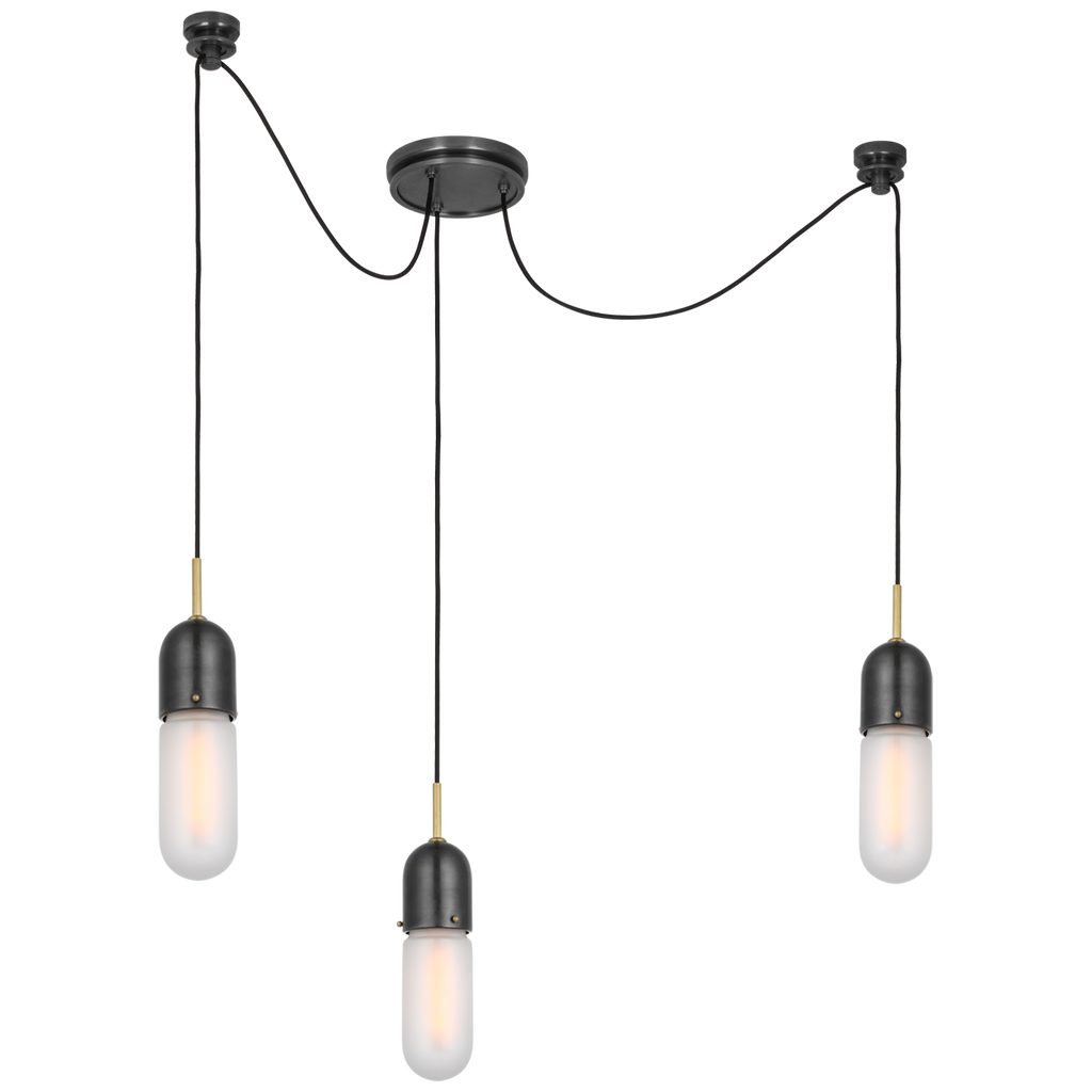 Junio 3-Light Chandelier | Bronze and Brass | Frosted Glass