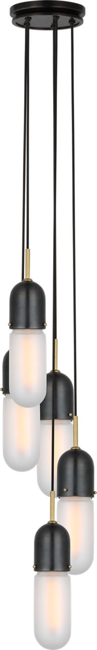 Junio 5-Light Chandelier | Bronze and Brass | Frosted Glass