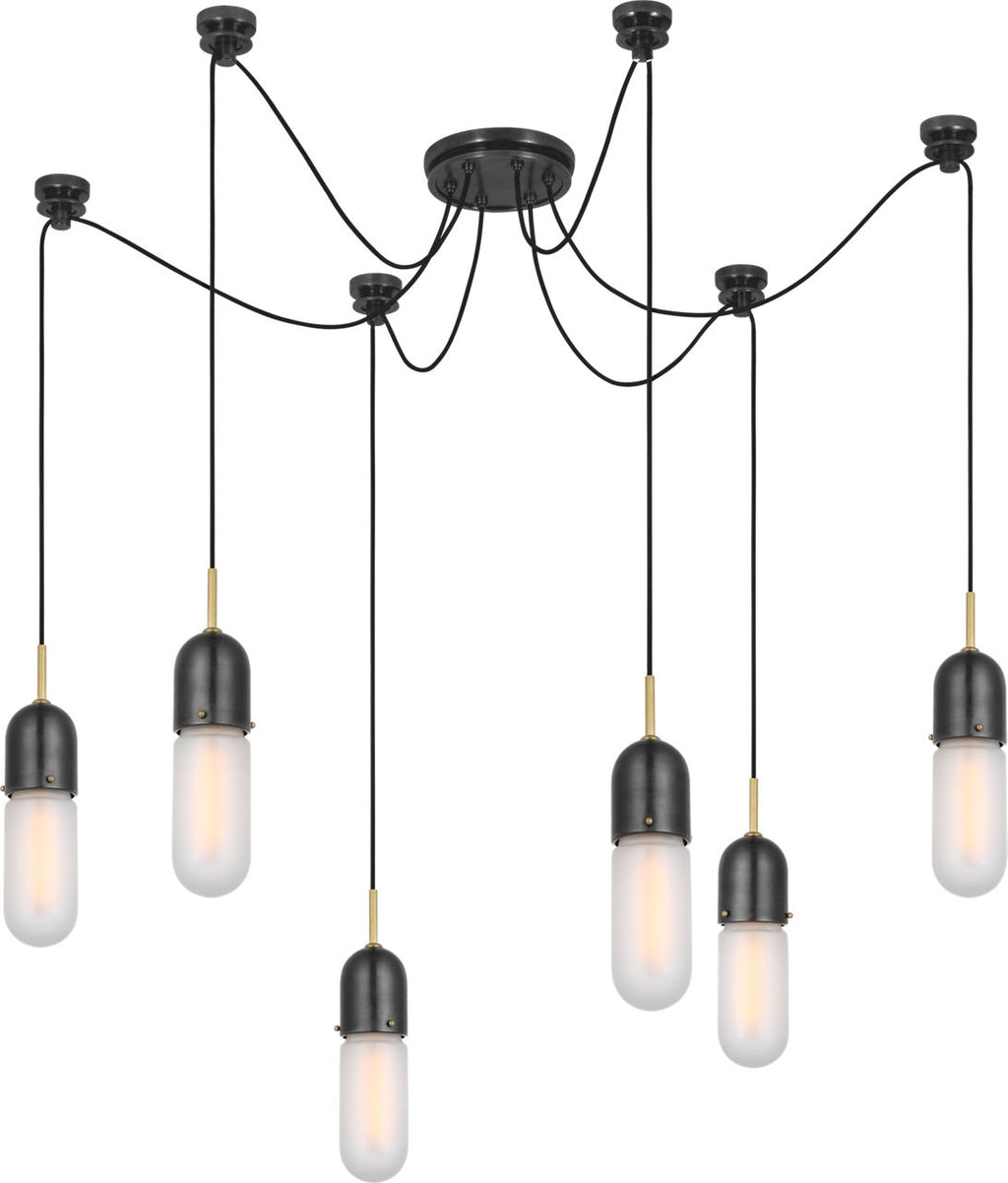 Junio 6-Light Chandelier | Bronze and Brass | Frosted Glass