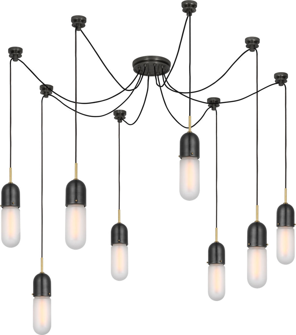 Junio 8-Light Chandelier | Bronze and Brass | Frosted Glass