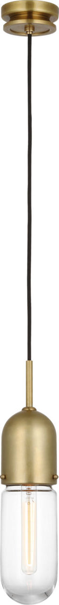 Junio Single Light Pendant | Hand-Rubbed Antique Brass | Clear Glass