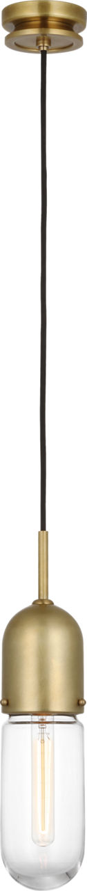 Junio Single Light Pendant | Hand-Rubbed Antique Brass | Clear Glass