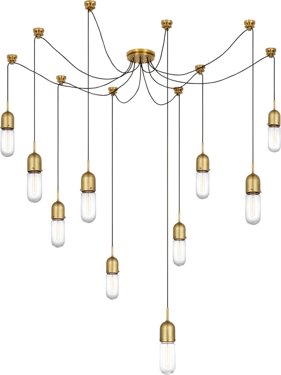 Junio 10-Light Chandelier | Hand-Rubbed Antique Brass | Clear Glass