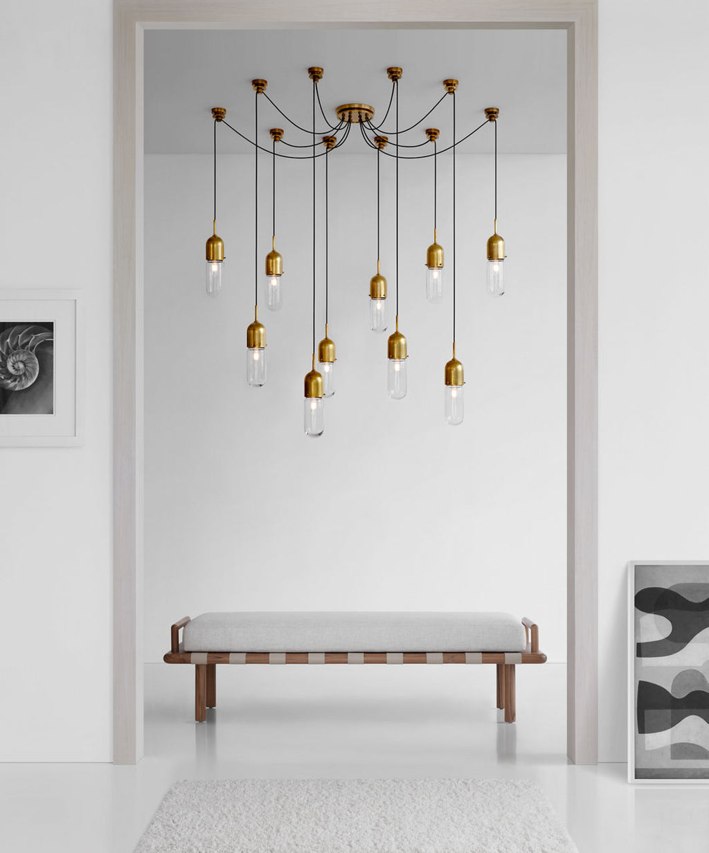 Junio 10-Light Chandelier | Hand-Rubbed Antique Brass | Clear Glass