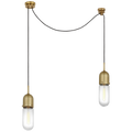 Junio 2-Light Chandelier | Hand-Rubbed Antique Brass | Clear Glass