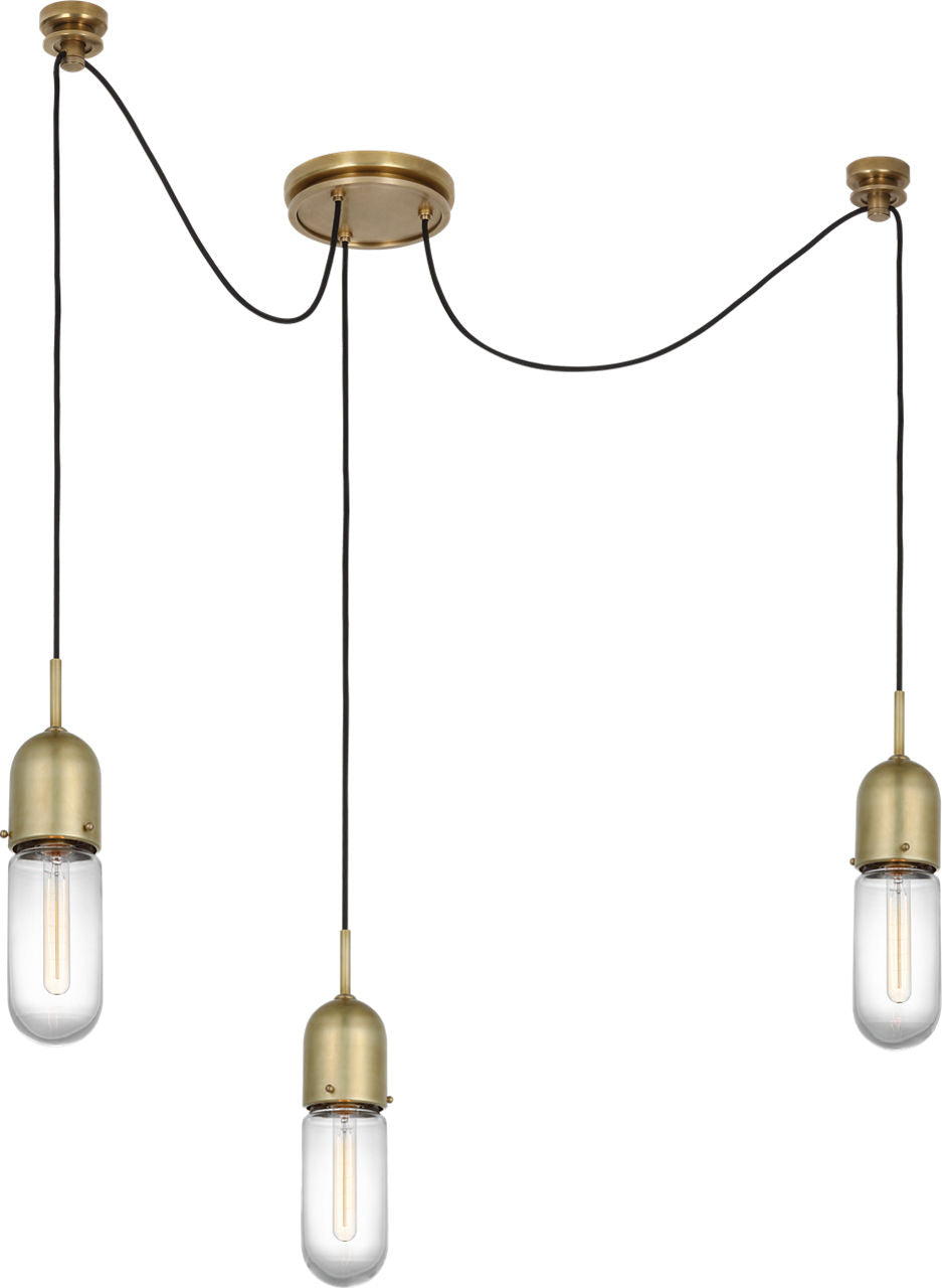 Junio 3-Light Chandelier | Hand-Rubbed Antique Brass | Clear Glass