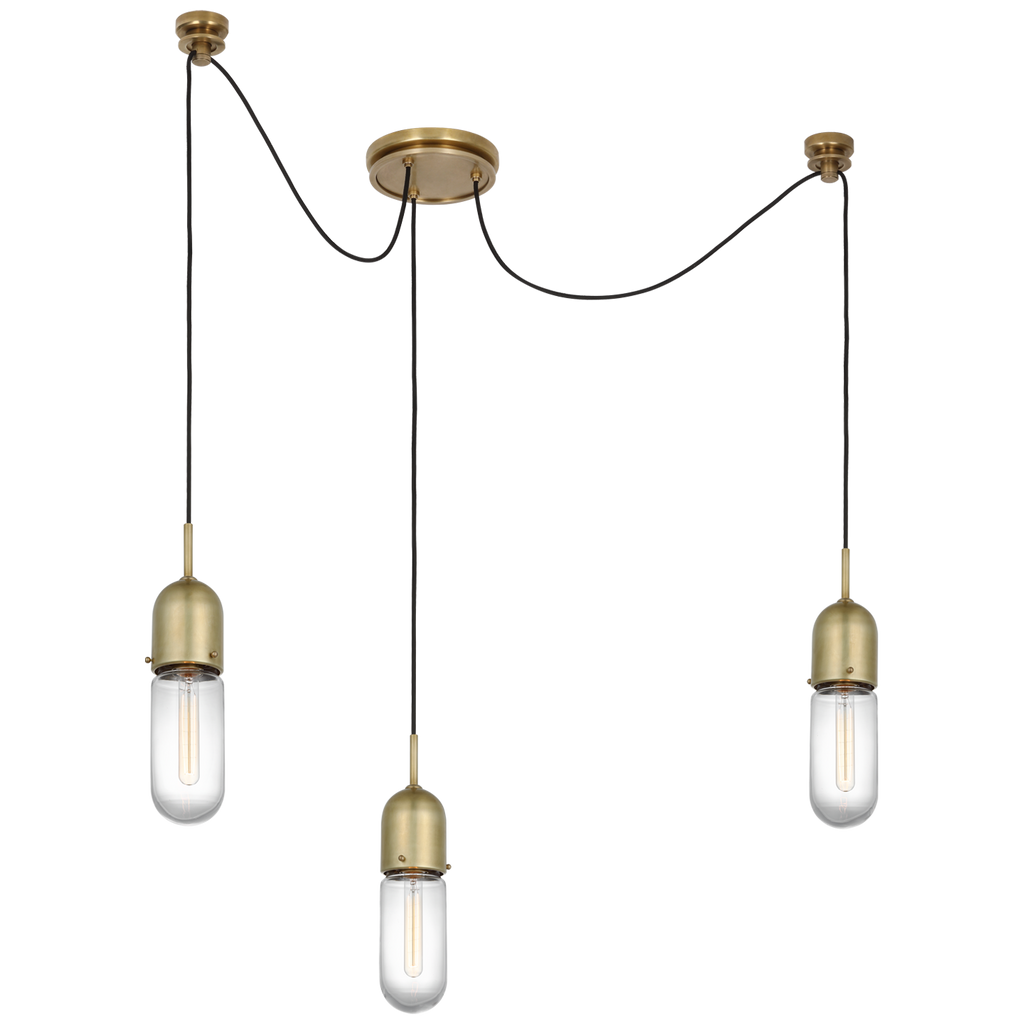 Junio 3-Light Chandelier | Hand-Rubbed Antique Brass | Clear Glass