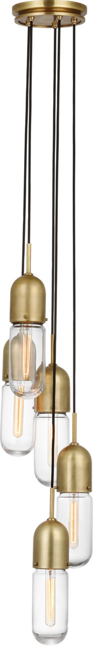 Junio 5-Light Chandelier | Hand-Rubbed Antique Brass | Clear Glass