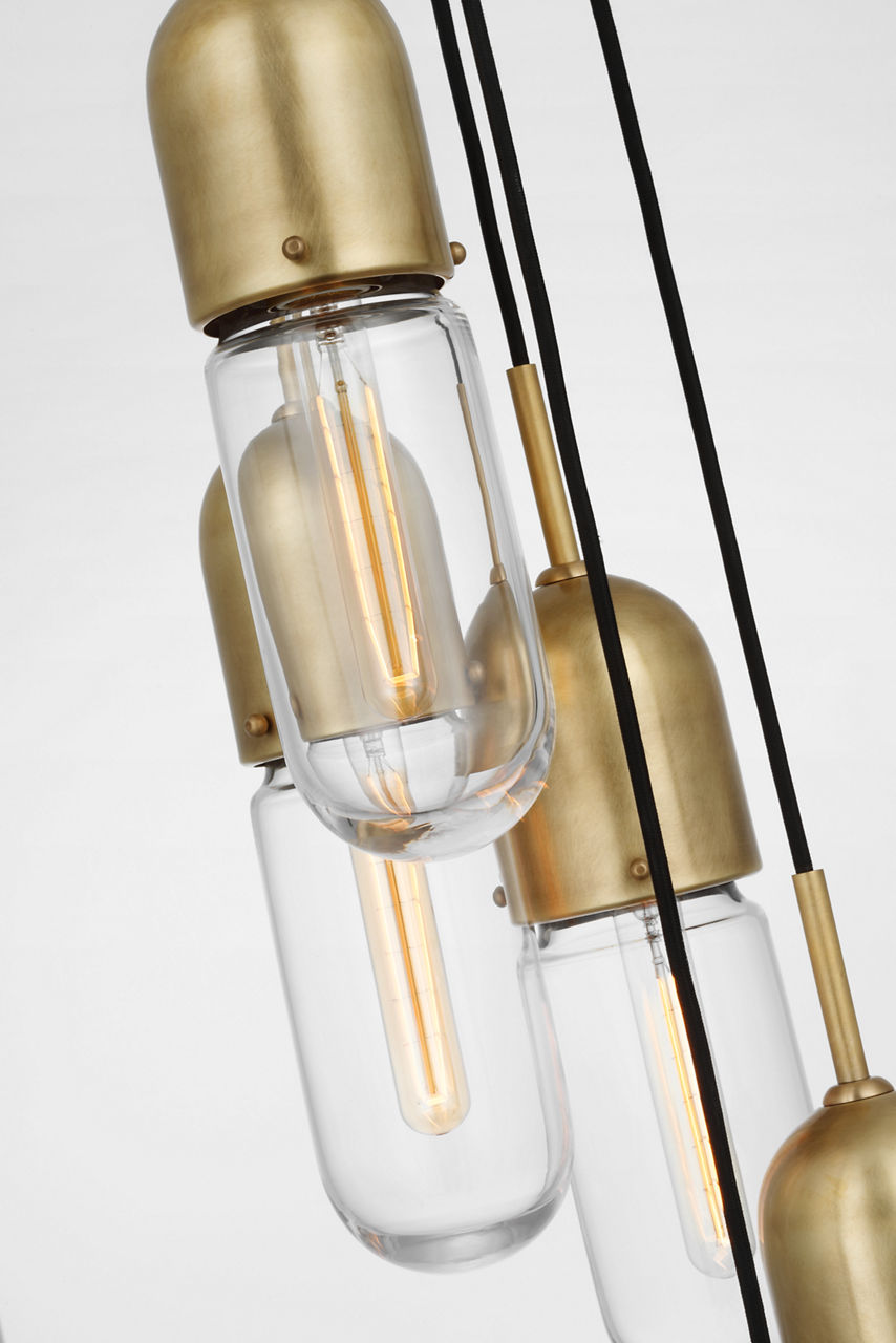 Junio 5-Light Chandelier | Hand-Rubbed Antique Brass | Clear Glass
