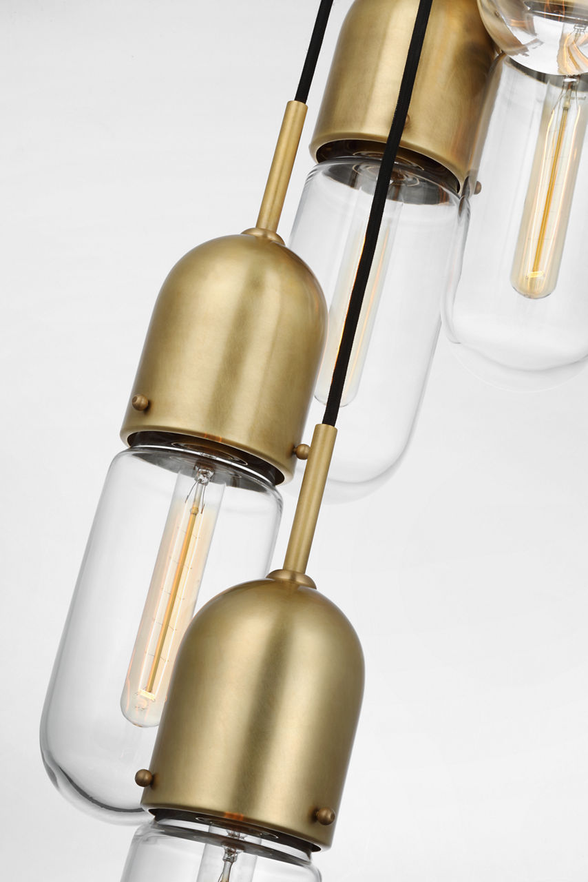 Junio 5-Light Chandelier | Hand-Rubbed Antique Brass | Clear Glass