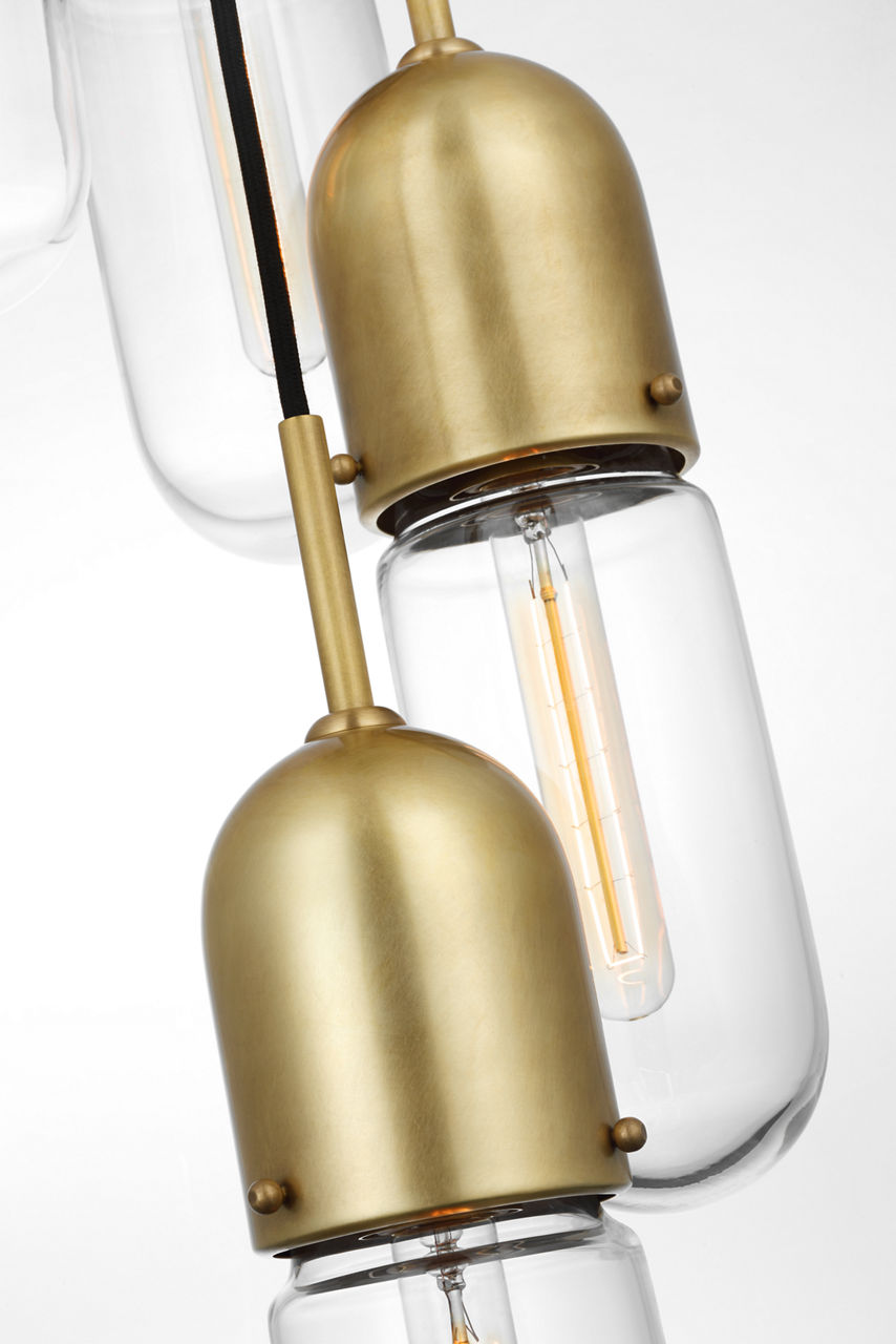 Junio 5-Light Chandelier | Hand-Rubbed Antique Brass | Clear Glass
