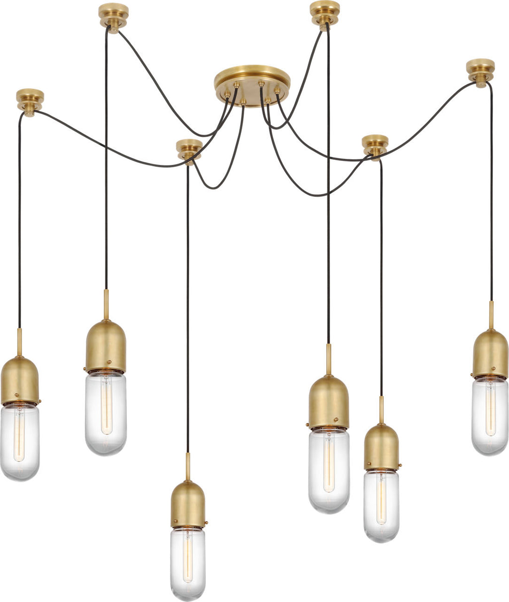 Junio 6-Light Chandelier | Hand-Rubbed Antique Brass | Clear Glass