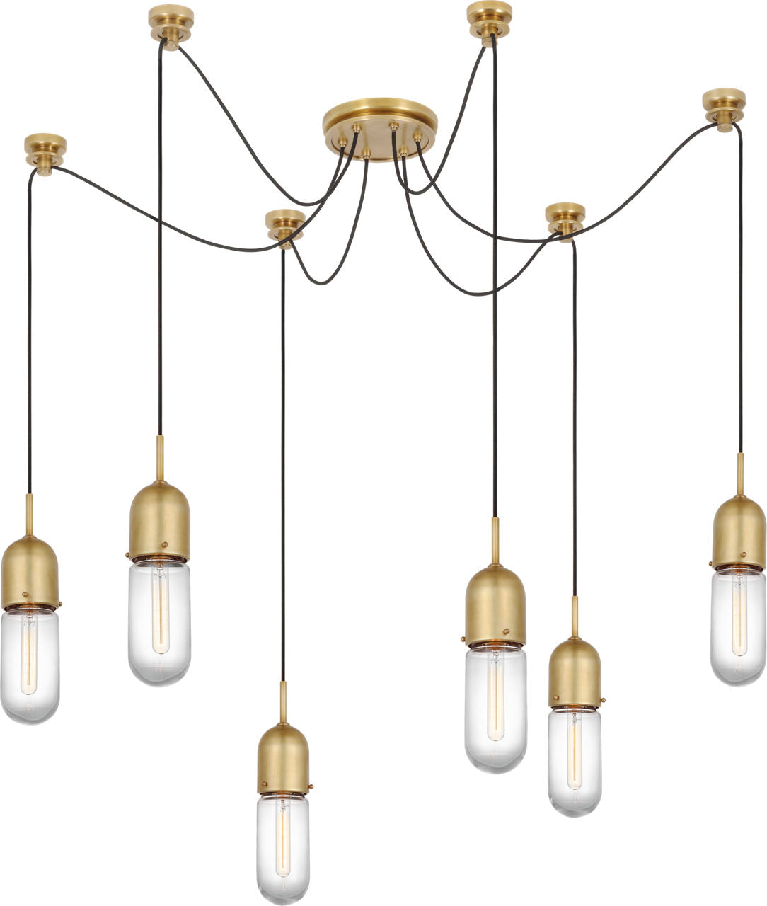 Junio 6-Light Chandelier | Hand-Rubbed Antique Brass | Clear Glass
