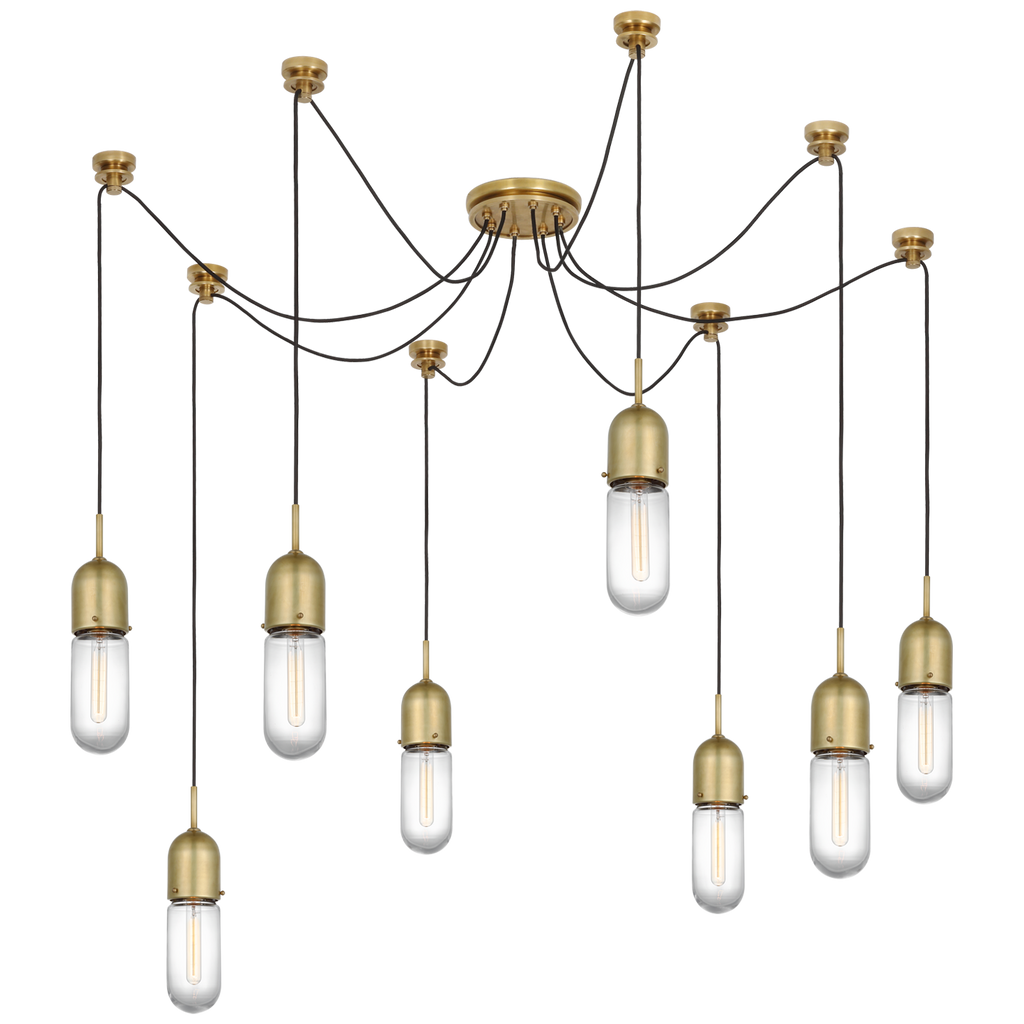 Junio 8-Light Chandelier | Hand-Rubbed Antique Brass | Clear Glass