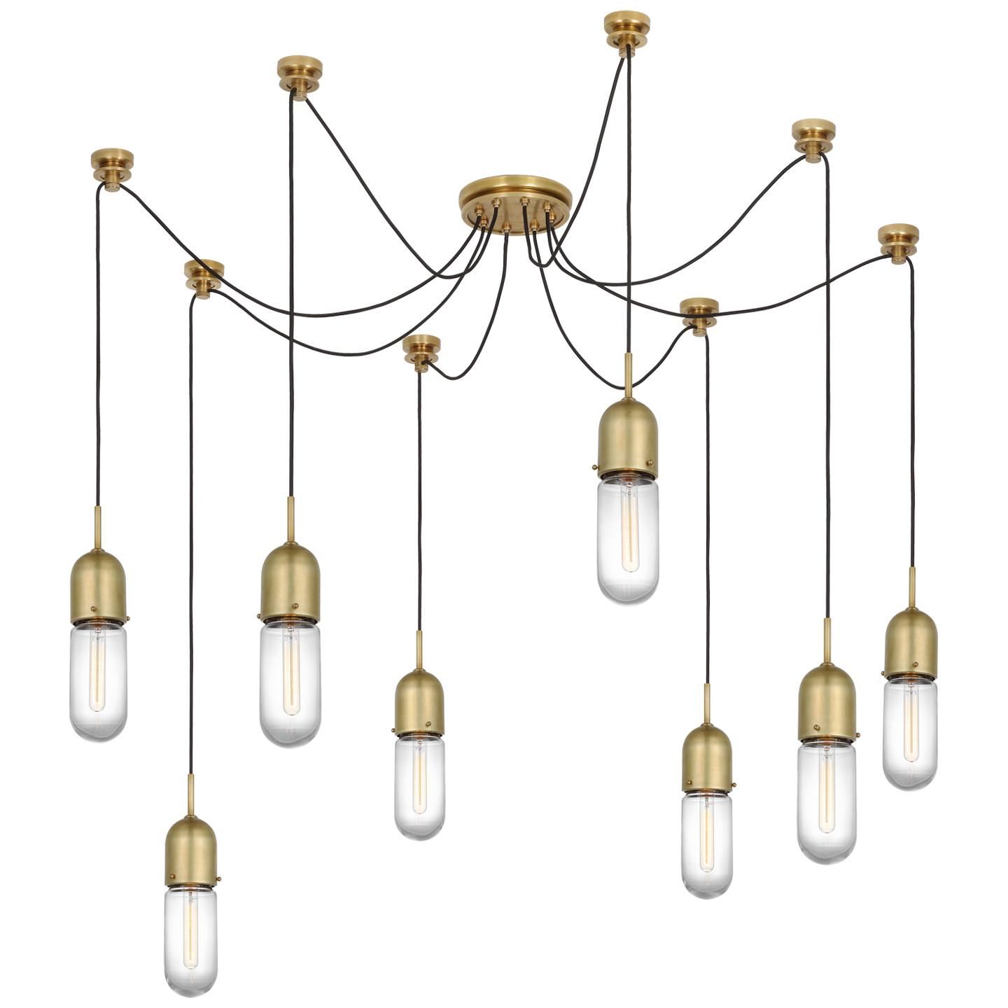 Junio 8-Light Chandelier | Hand-Rubbed Antique Brass | Clear Glass