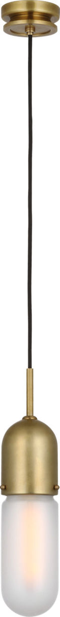 Junio Single Light Pendant | Hand-Rubbed Antique Brass | Frosted Glass