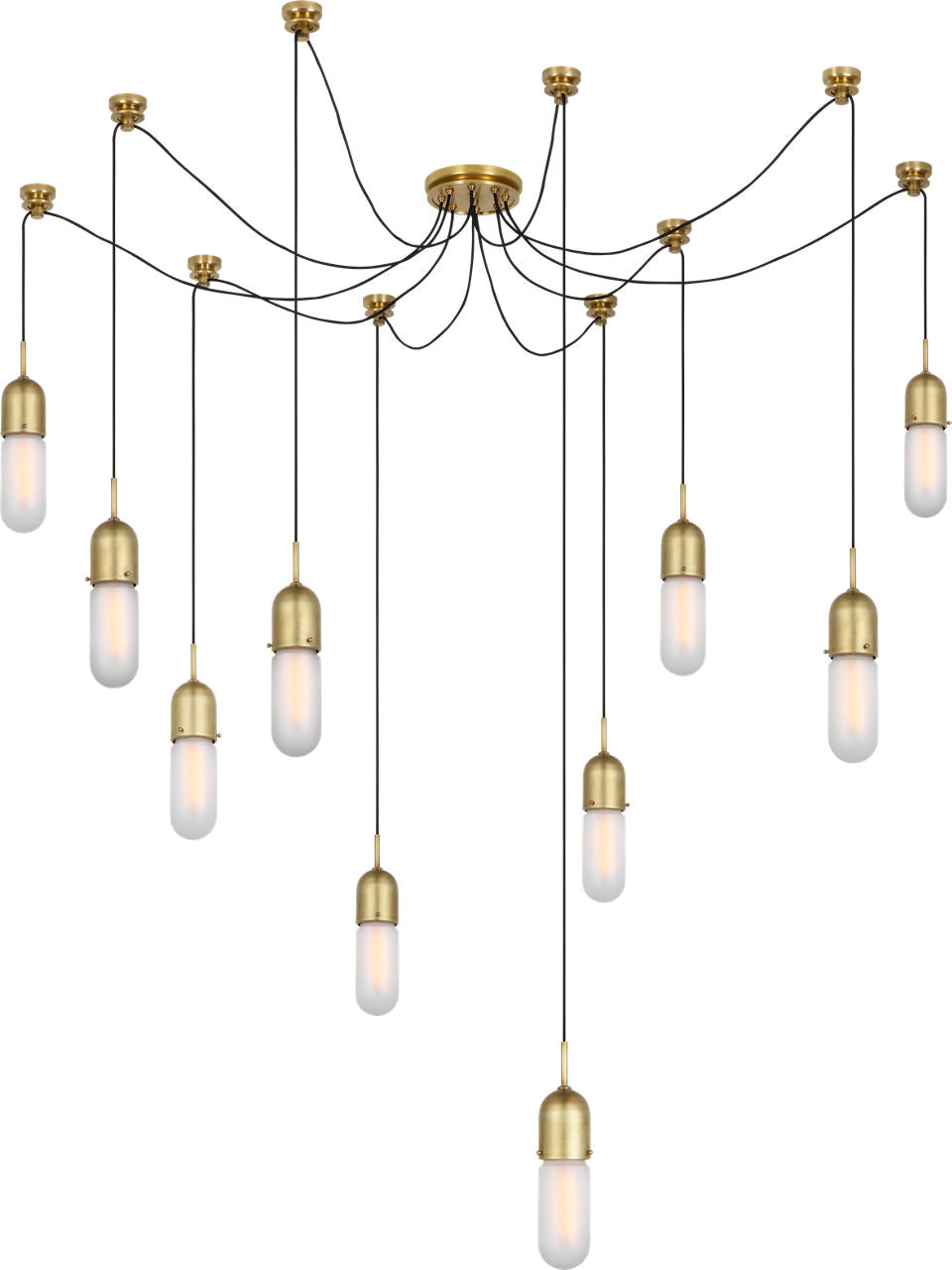Junio 10-Light Chandelier | Hand-Rubbed Antique Brass | Frosted Glass