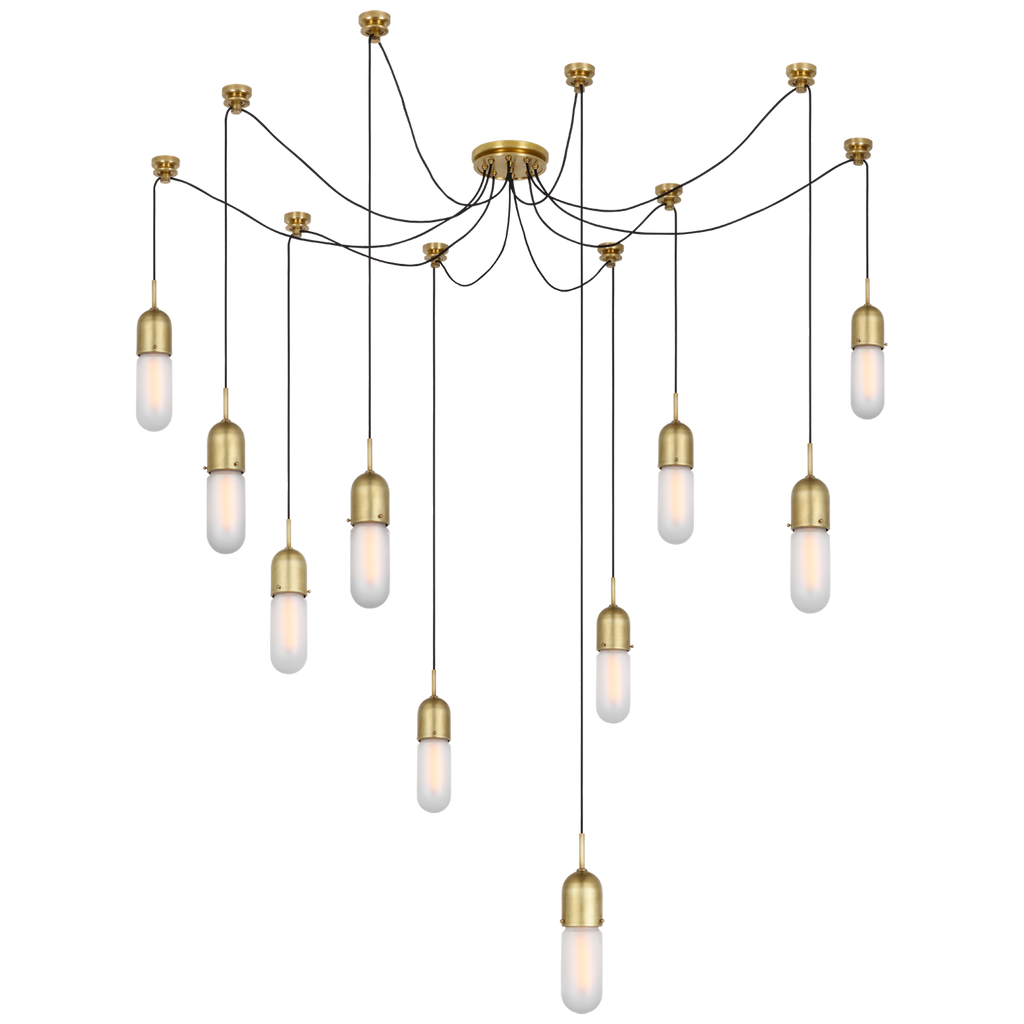 Junio 10-Light Chandelier | Hand-Rubbed Antique Brass | Frosted Glass