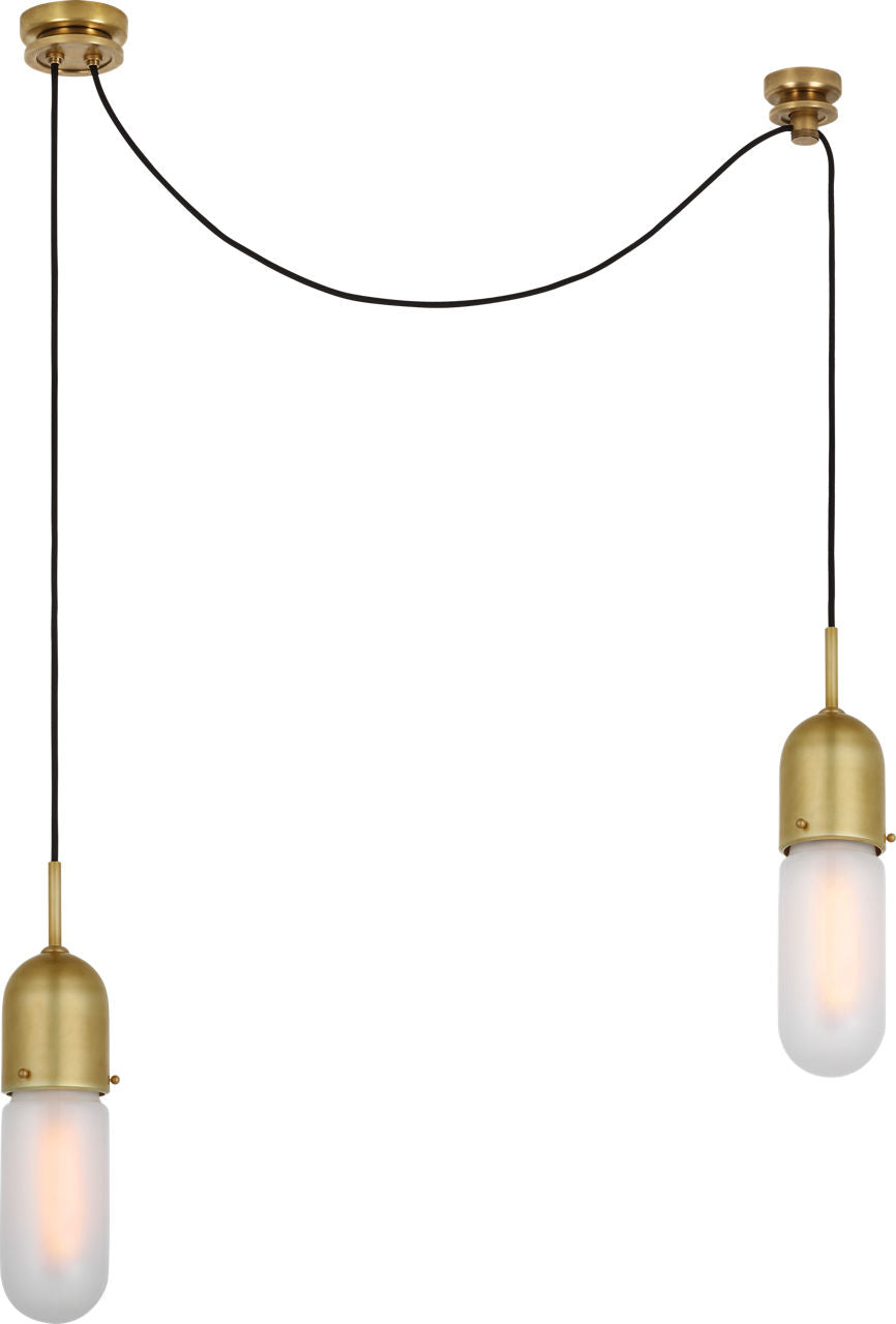 Junio 2-Light Chandelier | Hand-Rubbed Antique Brass | Frosted Glass