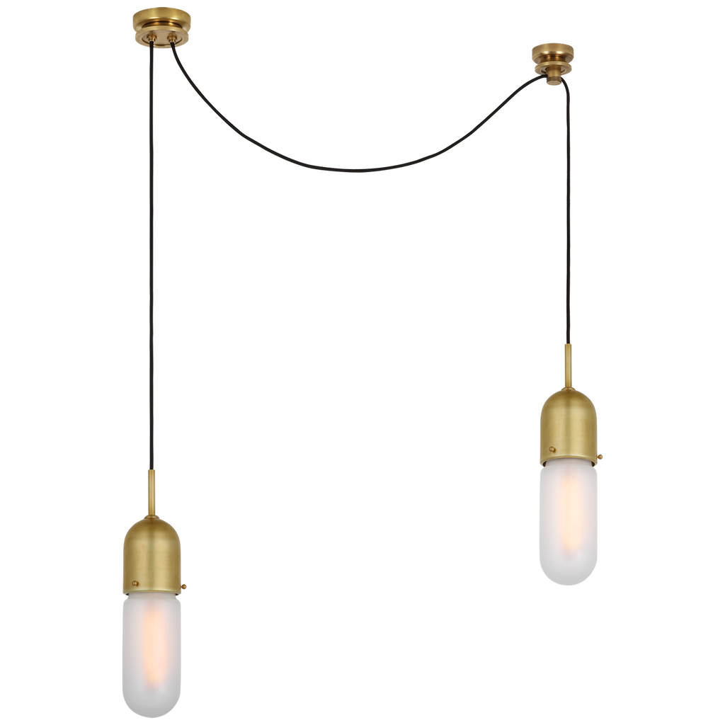 Junio 2-Light Chandelier | Hand-Rubbed Antique Brass | Frosted Glass