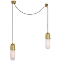 Junio 2-Light Chandelier | Hand-Rubbed Antique Brass | Frosted Glass