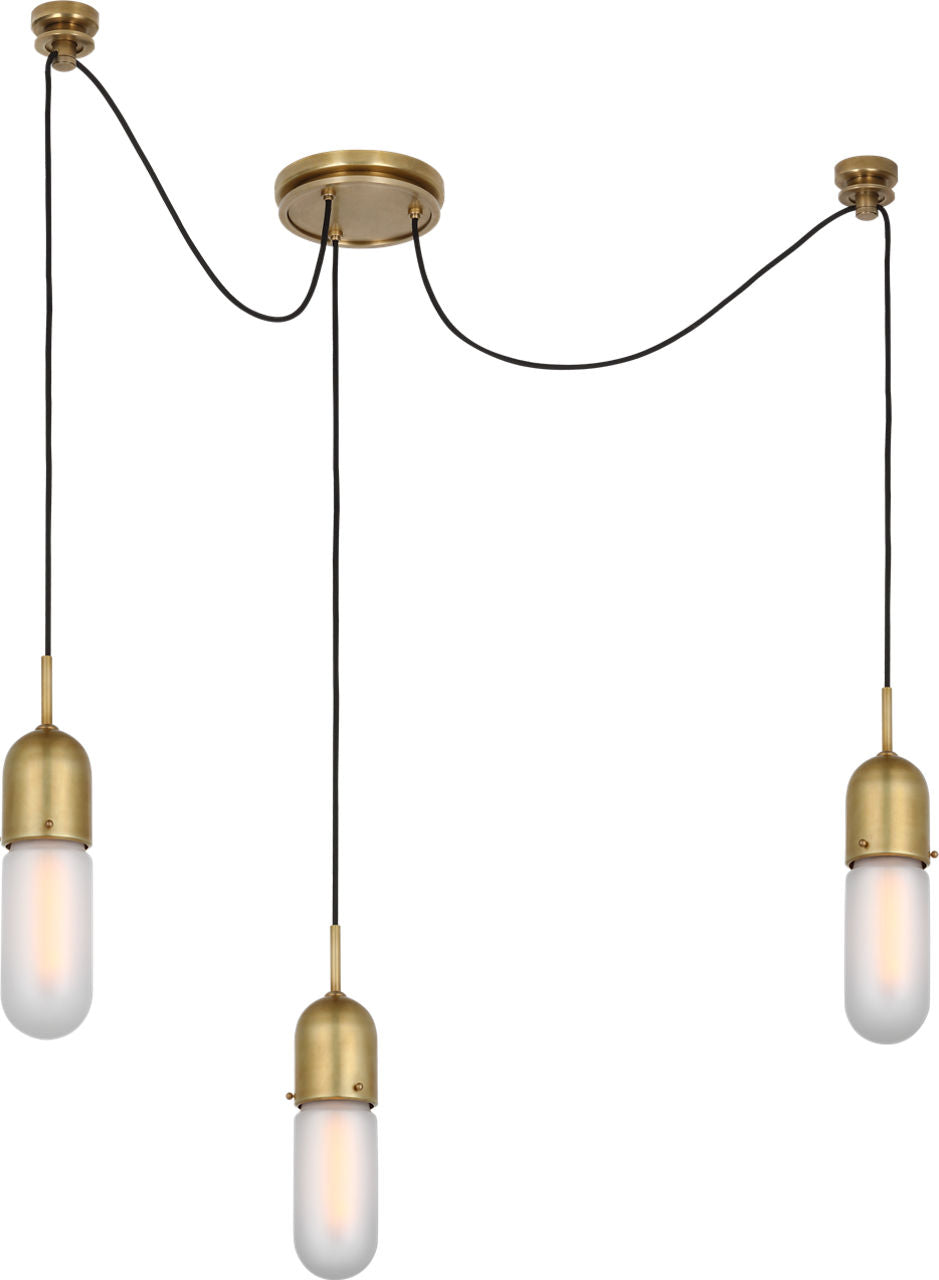 Junio 3-Light Chandelier | Hand-Rubbed Antique Brass | Frosted Glass