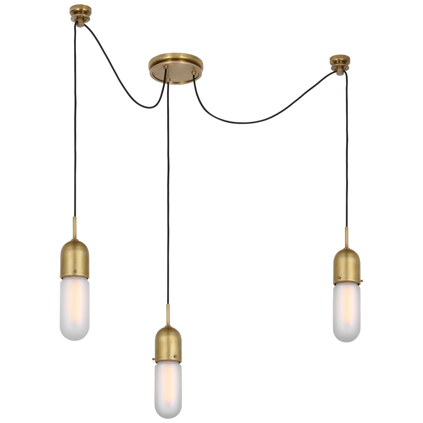 Junio 3-Light Chandelier | Hand-Rubbed Antique Brass | Frosted Glass