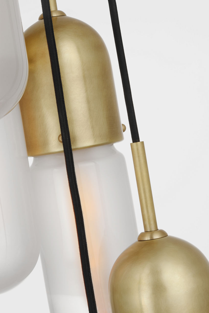 Junio 5-Light Chandelier | Hand-Rubbed Antique Brass | Frosted Glass
