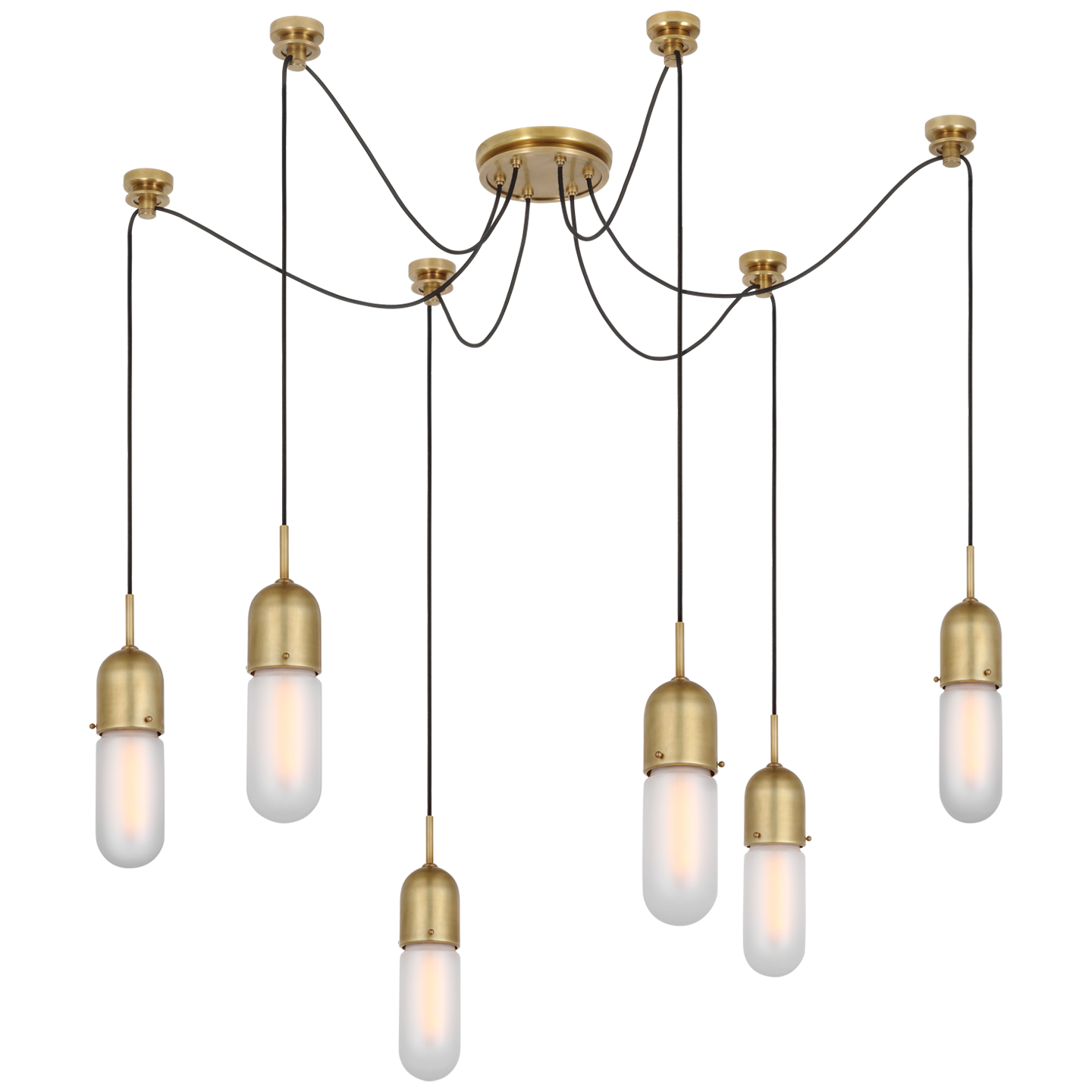 Junio 6-Light Chandelier | Hand-Rubbed Antique Brass | Frosted Glass