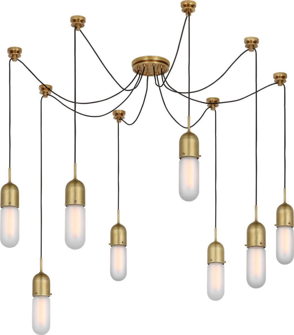 Junio 8-Light Chandelier | Hand-Rubbed Antique Brass | Frosted Glass