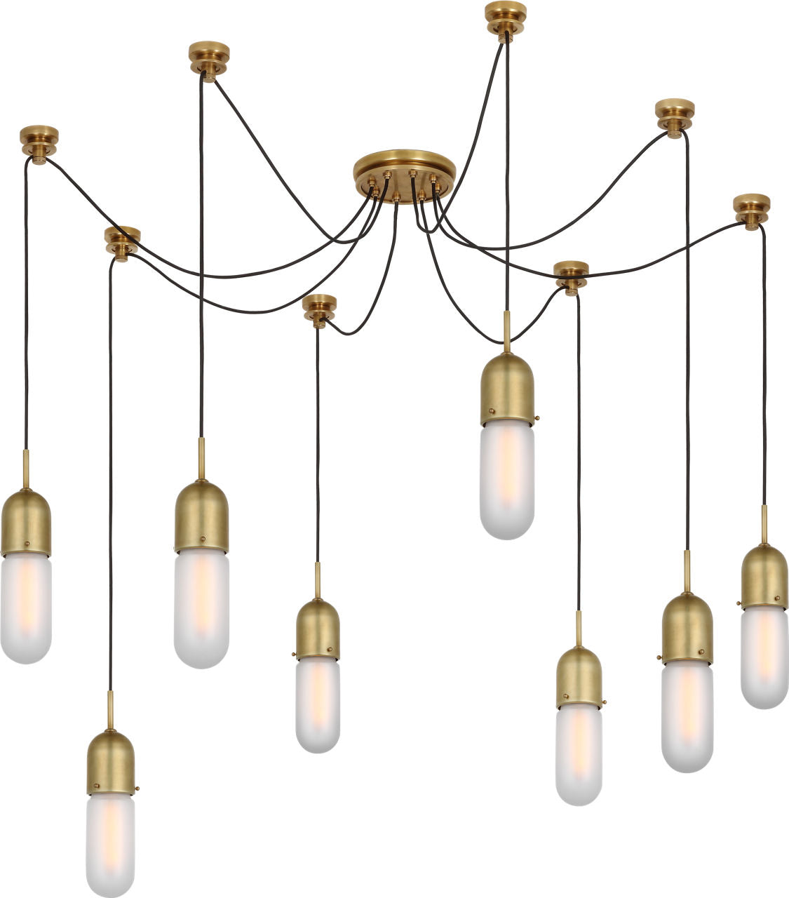 Junio 8-Light Chandelier | Hand-Rubbed Antique Brass | Frosted Glass