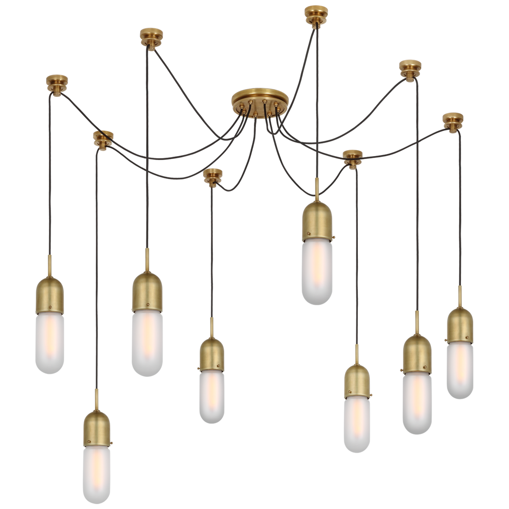 Junio 8-Light Chandelier | Hand-Rubbed Antique Brass | Frosted Glass