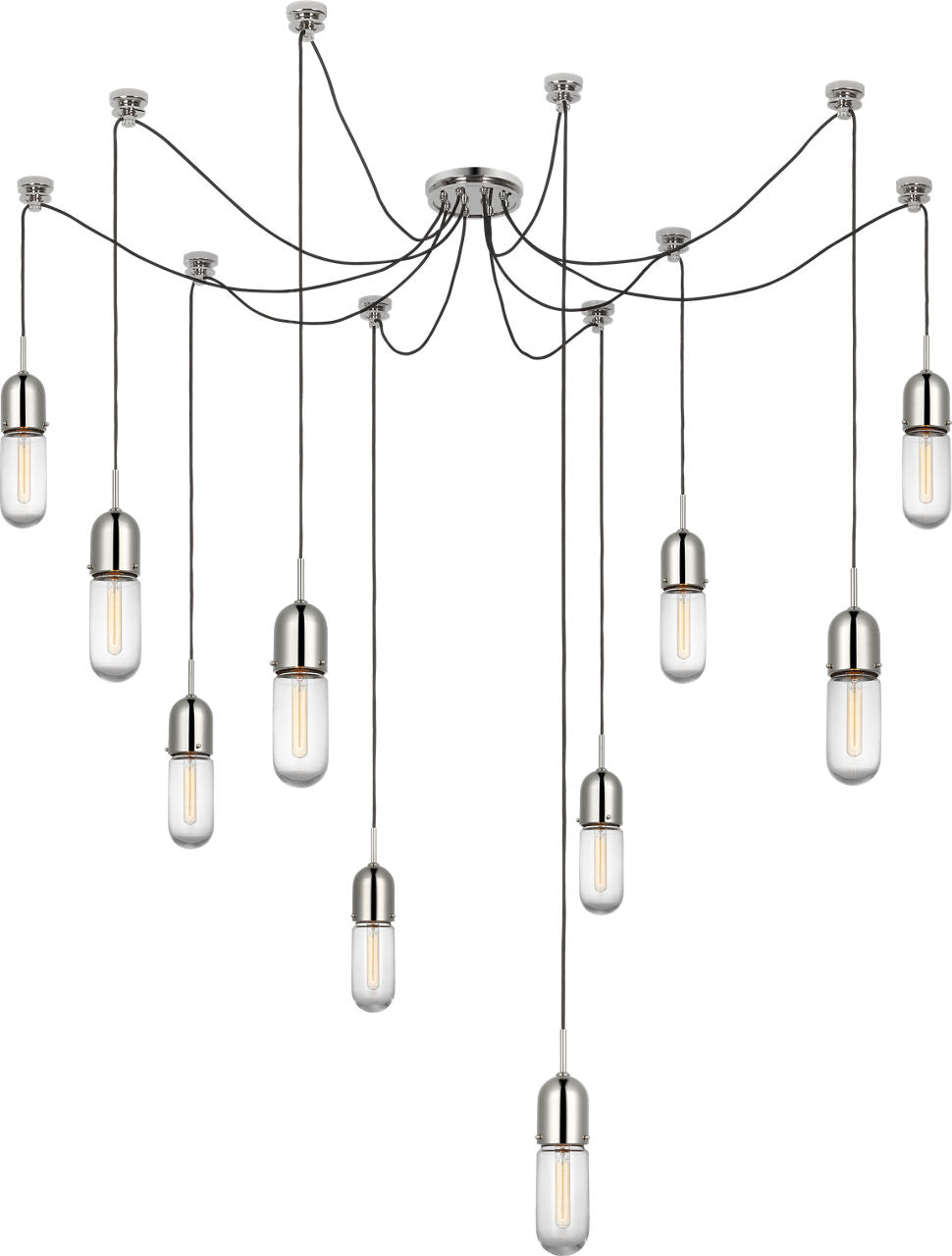 Junio 10-Light Chandelier | Polished Nickel | Clear Glass