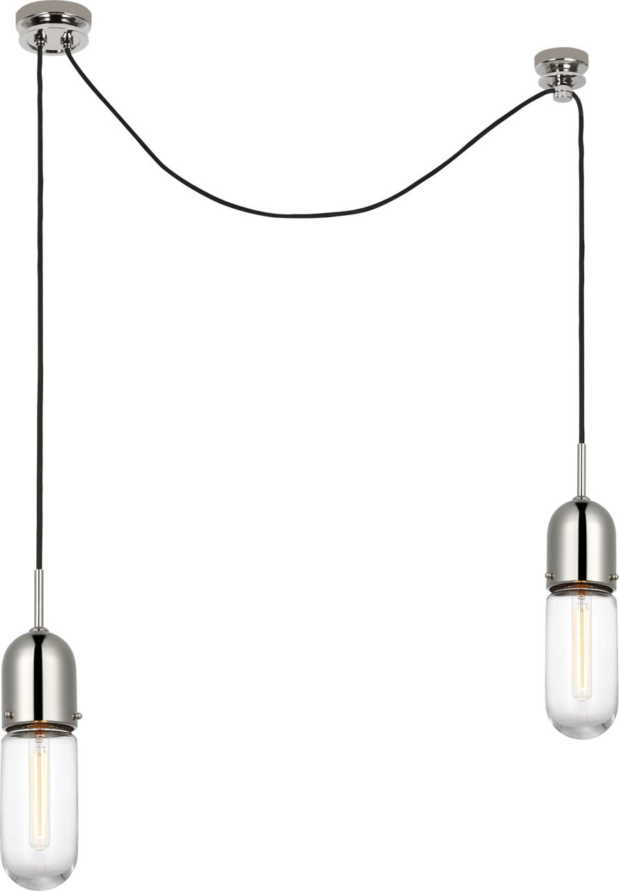Junio 2-Light Chandelier | Polished Nickel | Clear Glass