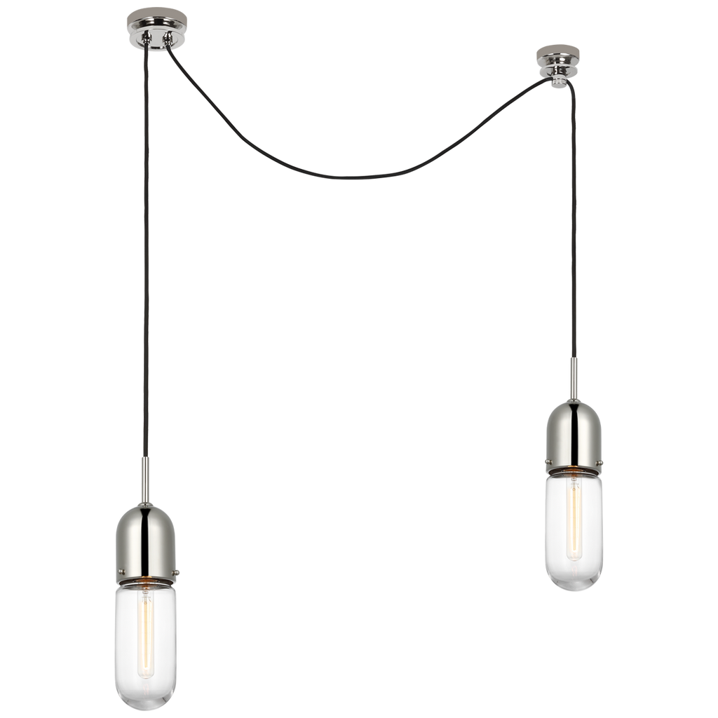 Junio 2-Light Chandelier | Polished Nickel | Clear Glass