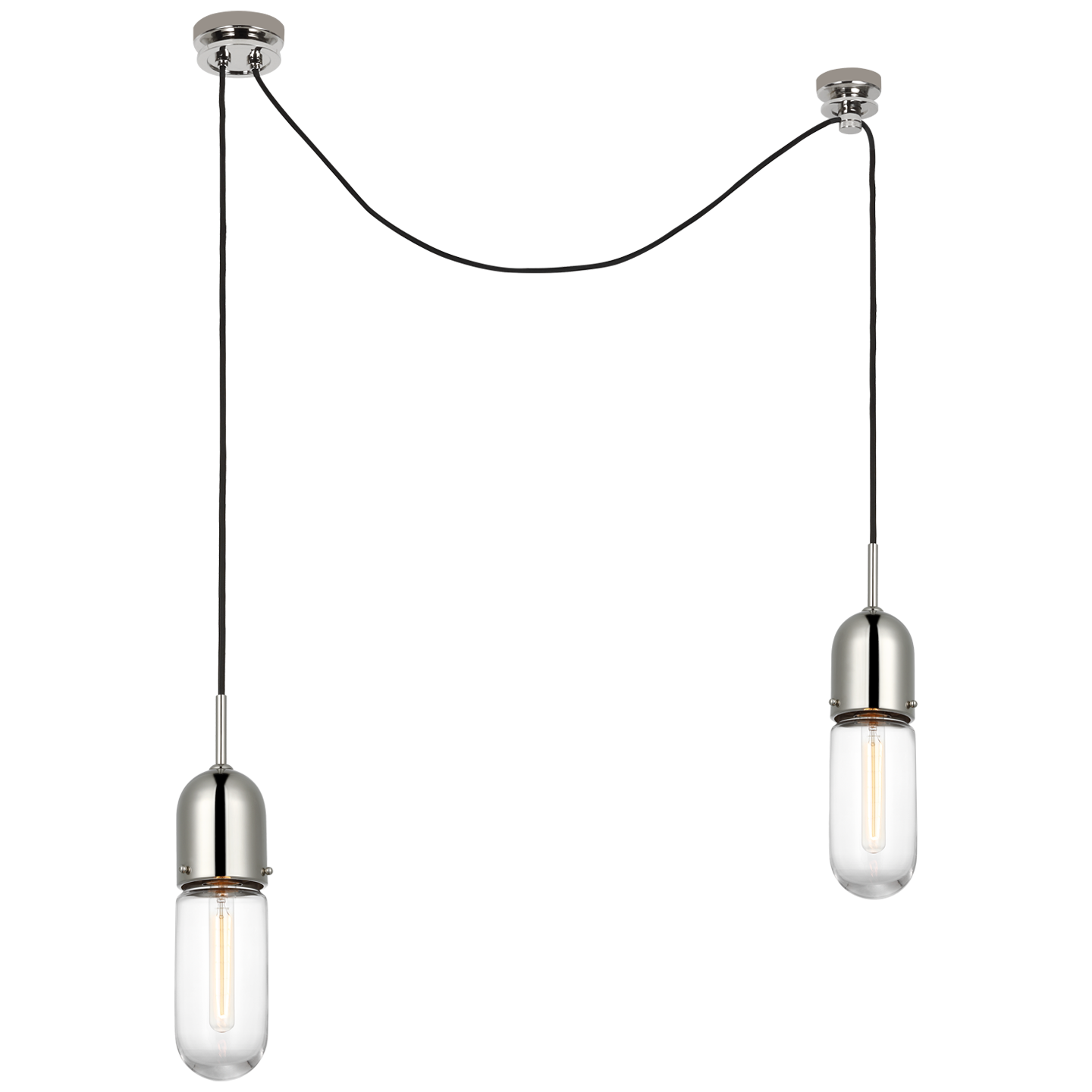 Junio 2-Light Chandelier | Polished Nickel | Clear Glass