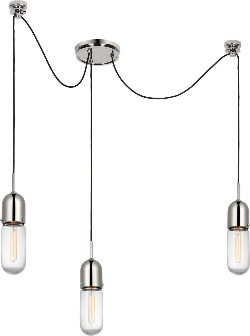 Junio 3-Light Chandelier | Polished Nickel | Clear Glass