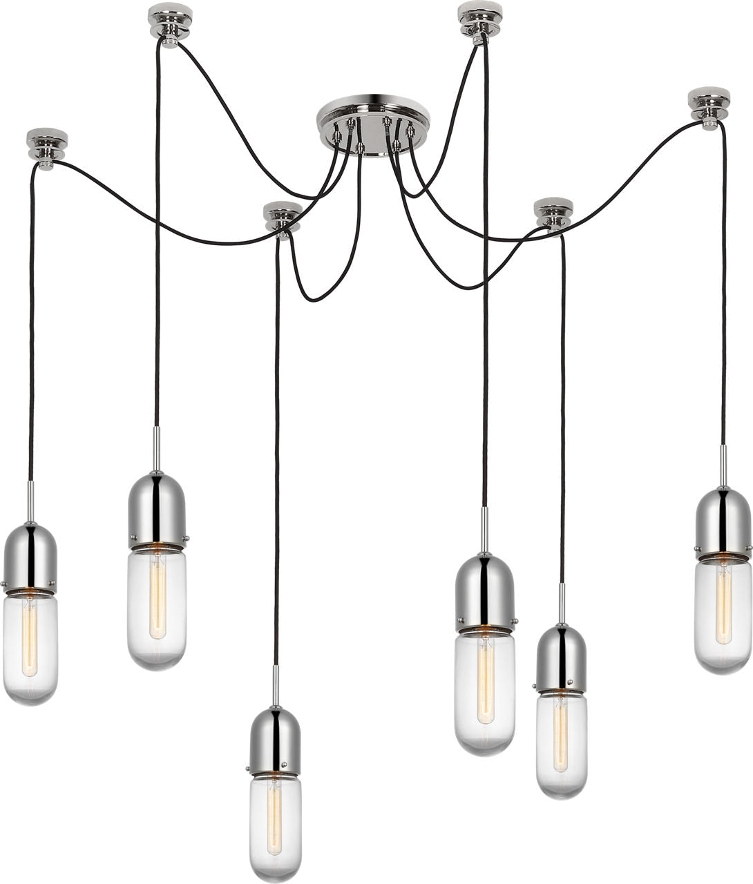 Junio 6-Light Chandelier | Polished Nickel | Clear Glass