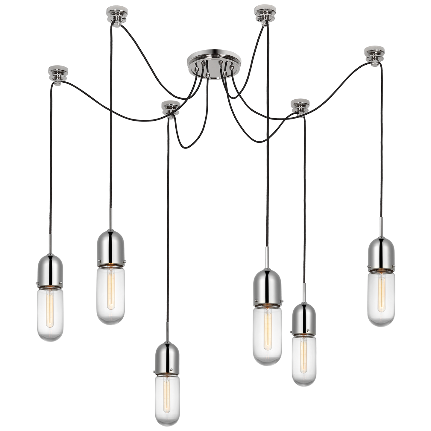 Junio 6-Light Chandelier | Polished Nickel | Clear Glass