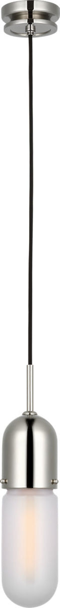 Junio Single Light Pendant | Polished Nickel | Frosted Glass