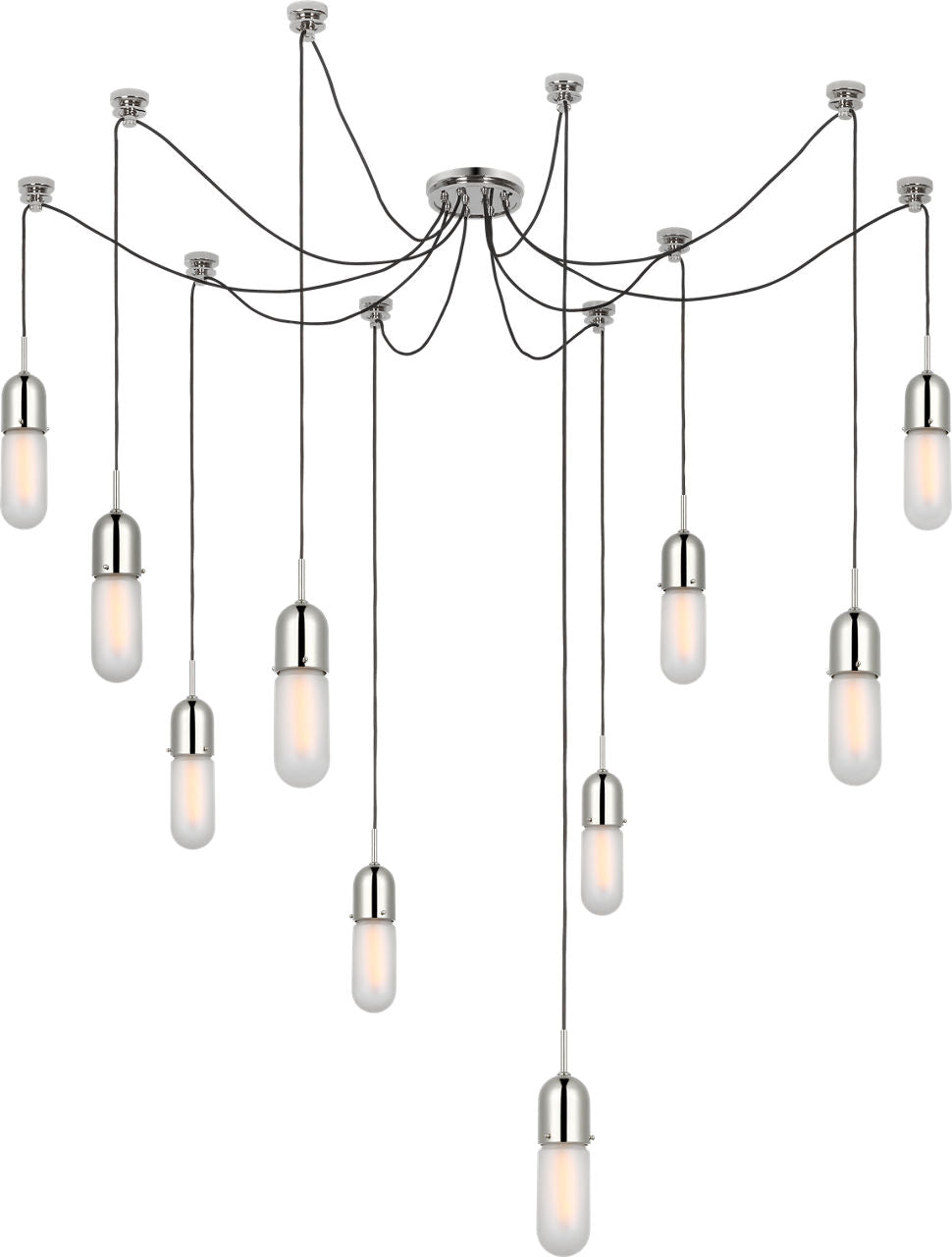 Junio 10-Light Chandelier | Polished Nickel | Frosted Glass